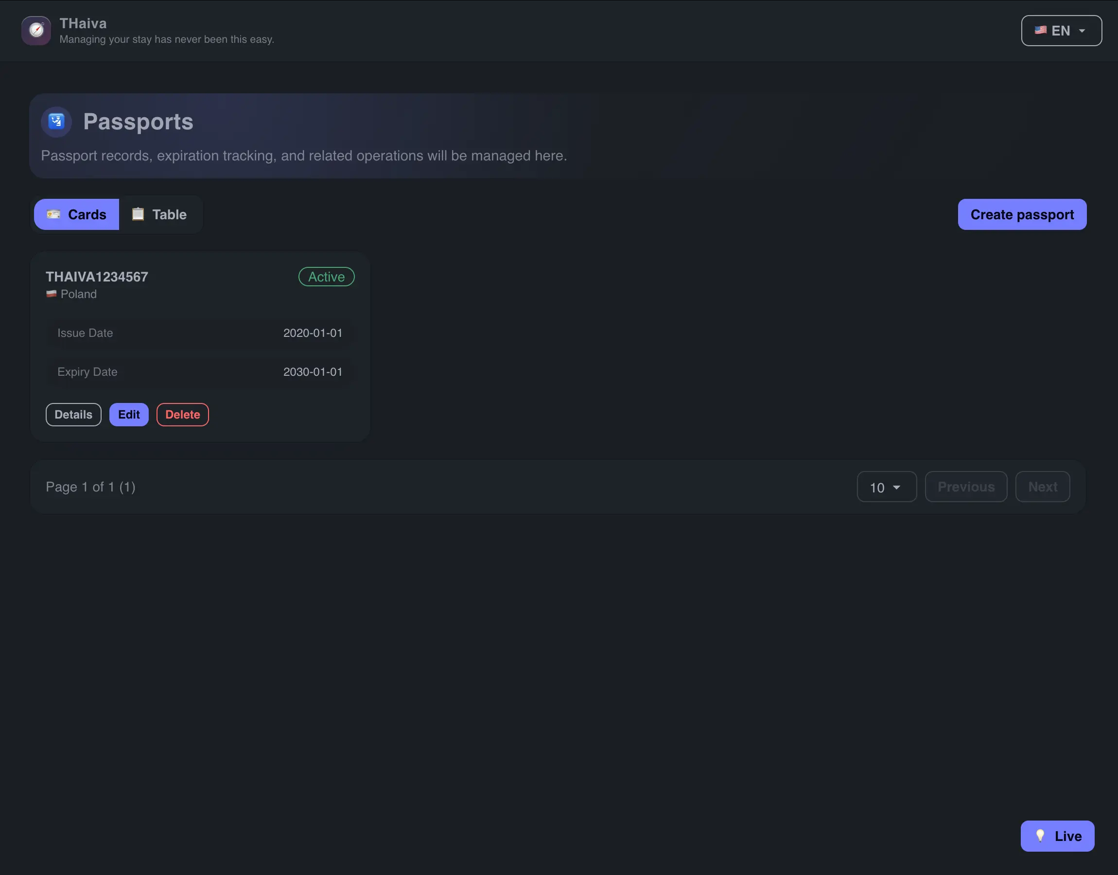 THaiva passport list screen